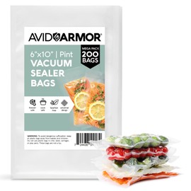 Avid Armor Pre-Cut Pint Size Vacuum Sealer Bags 6x10 Inch 200 Pack - BPA Free, Heavy Duty, Commercial Grade, Compatible with FoodSaver & Seal-a-Meal, Perfect for Sous Vide & Food Storage