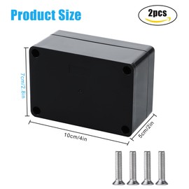 Pack of 2 Junction Box Waterproof Project Box Electronic Housing Junction Boxes Surface-Mounted Waterproof IP65 ABS Small Junction Box Electronic Surface-Mounted Box 100 x 68 x 50 mm Black