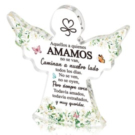 Yopyame Spanish Sympathy Bereavement Gifts - Acrylic Angel Memorial Gifts for Loss of Loved One Bereavement Condolences Grief Acrylic Keepsake Paperweight for Family Friend Remembrance Table Decor