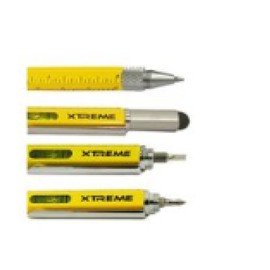 Xtreme 6-in-1 Stylus: Touchscreen Stylus, 4" Ruler, Level, Ballpoint Pen, Flathead and Phillips Screwdriver