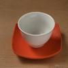 Ceramic Tea Holder (Square, Orange), W 3.5 x H 0.8