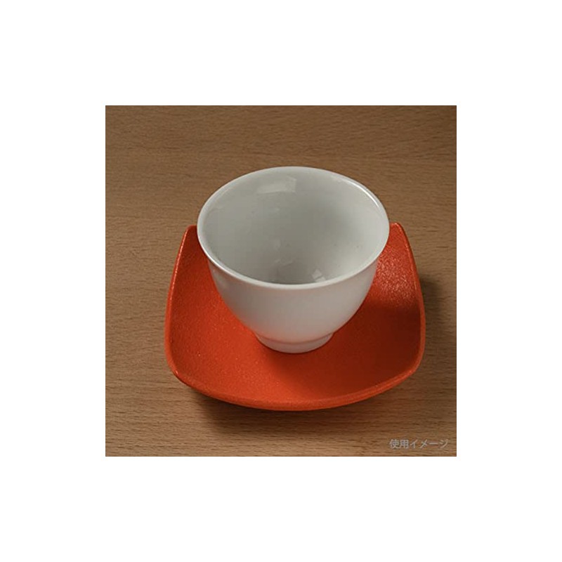 Ceramic Tea Holder (Square, Orange), W 3.5 x H 0.8