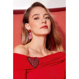 GLORIG Gold Earrings for Women with Red Heart Boots Earrings Sweetheart Romantic Cowboy Boot Earrings Love Valentine's Day Jewelry Gift