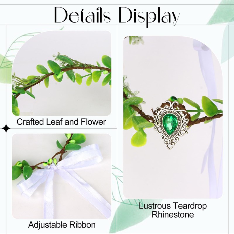 KEUKORZ Fairy Flower Crown Elf Leaf Crown Floral Headband for