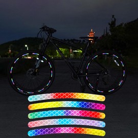 40 Pcs 2.76'' Reflective Wheel Rim Stripe Decal Sticker for Motorcycle Wheels Car Cycling Bike Bicycle Night Reflective Safety Decoration Stripe Universal Rim Reflective Stickers - Rainbow