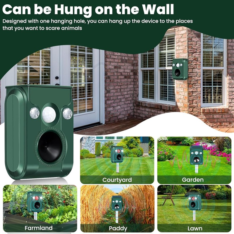 Cat Repellent Outdoor 2 Pack, Solar Animal Repeller Ultrasonic with