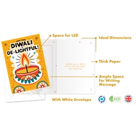 Diwali Card printed inside – Eco-Friendly Happy Diwali Greeting Card with Diya Design – Perfect for Kids, Family & Friends – Made in the UK