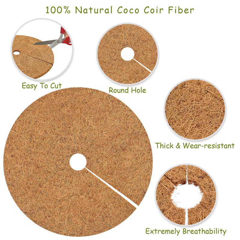 Legigo 4pcs Coconut Fiber Mulch Ring Tree Plant Protector Mat,