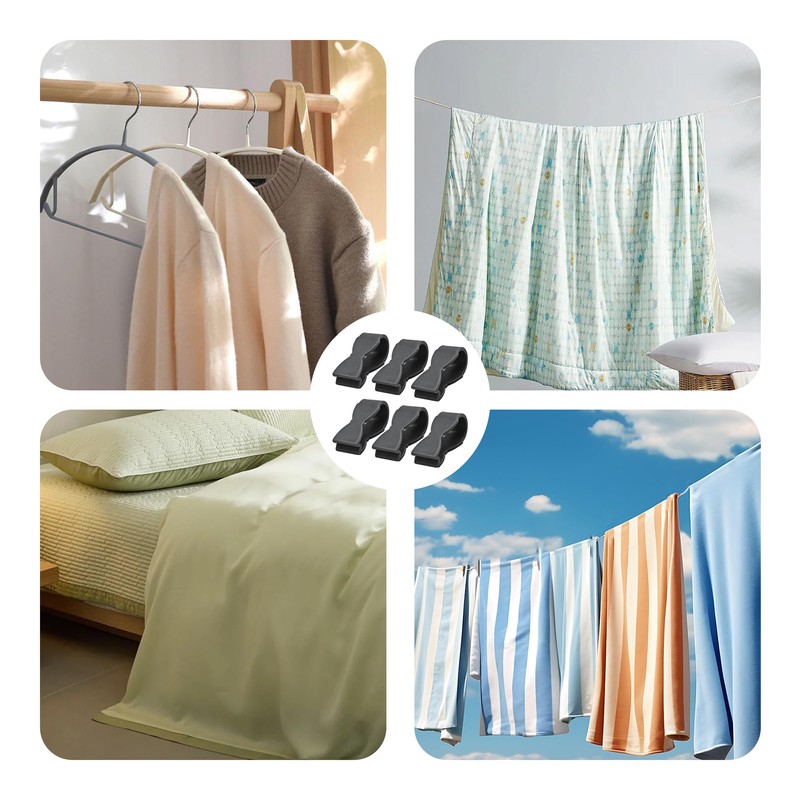 esahpss 6 Pcs Kitchen Towel Clamps, Hand Towel Clamps, Gray