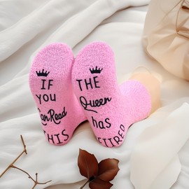The Queen Has Retired Socks - Funny Retirement Gifts for Mom, Wife, Teacher, Nurse - Novelty Retirement Party - Comfortable Stretch Socks Fits Women's 6-10 Sizes - Best Retirement Gift Idea for Her