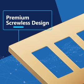 LIDER Matte Finish Decorator Switch Cover, Screwless Wall Plate, Mid-Size 3-Gang 4.88" x 6.77", Unbreakable Polycarbonate Thermoplastic, UL Listed, LSWP-33M-GD, Gold