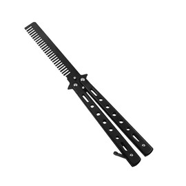 KOMUNJ 1 Piece Butterfly Comb Stainless Steel Foldable Butterfly Comb Pocket Comb Spring Hair Comb for Hair Barber Comb Hair Styling Accessories (Black)
