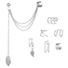 MADIOLA Aretes de Clip, Aretes de Cartílago, Aretes Trepadores de Cadena Punk, Aretes de Aro Ear Cuff Clip On No Piercing