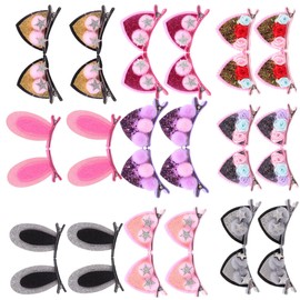 Healvian 18pcs Cute Rabbit Ear Hair Clips for Girls Adorable Princess Headwear Soft and Lightweight Accessories for Boys and Girls