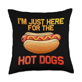 Funny Hot Dog Art For Men Women Kids Hot Dog Stand Hot Dog Throw Pillow