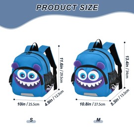 Kids Backpack for Boys Girls Toddler Bags Mini Backpacks Bookbag Monster Blue Child 3-6 Preschool