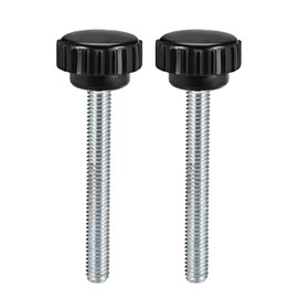 sourcing map 2pcs Knurled Clamping Knobs M6 x 50mm Metric Zinc Plated Carbon Steel Male Thread Thumb Screw on Type 20mm Plastic Round Head Threaded Hand Bolt Stud Knobs Black