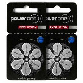 PowerOne Evolution Size 675 Hearing Aid Batteries - 1.45V Zinc Air with Improved Battery Life (12 Batteries)