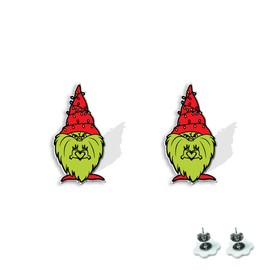 AOWVUTS Christmas Earrings for Women Grinch Christmas Stud Earrings Cartoon Stud Earrings Santa Christmas Earrings Christmas Decoration Gifts for Women Girls, Plastic, No Gemstone
