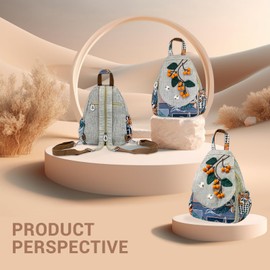 ADKALIV Small Backpack Purse for Women, Hand-woven Plant Sling Bag for Women, Mini Hippie Boho Cute Sling Backpack for Women