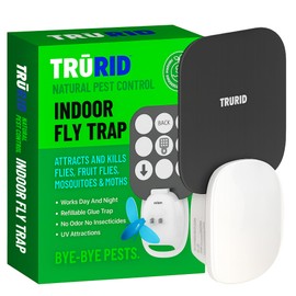 Fly Trap Indoor and Fruit Fly Traps for Indoors with UV Light Reusable Bug Killer for House Flies, Gnats, Moths & Flying Insects 1 Device & 3 Glue Cards