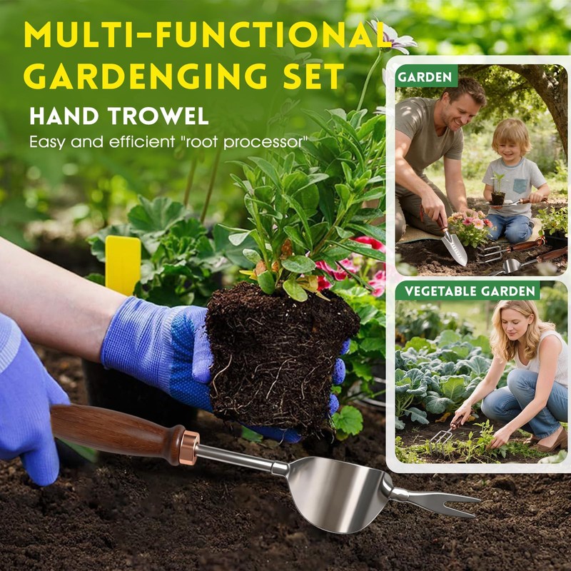 Zenrok Garden Tools, 4 Pack Garden Shovel with Wooden Handles