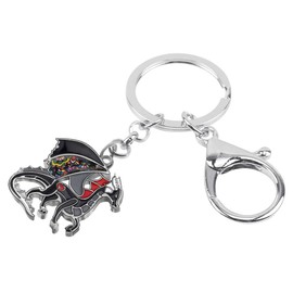 WEVENI Enamel Alloy Dainty Dragon Keychain Dinosaur Keyring Fashion Jewelry For Women Girls Bag Car Wallet Charms (Black)