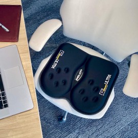 GSeat Ultra Orthopedic Gel and Foam Seat Cushion (Black) – for Coccyx, Back, Tailbone, Prostate, Postnatal, and Sciatica Pain/Discomfort – Office, Car, Chair, Travel