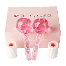 Ice Globes for Facials-Tighten Skin and Reduce Puffiness, Facial Ice Globes-Cold or Hot Skin Massagers Globe, Ice Balls for Face Enhance Circulation and Dark Circles (Pink) …