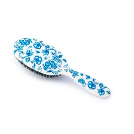 Rock & Ruddle Natural Mixed Boar Bristle Hair Brush for Women and Kids (Large, 21cm) - Perfect for Wet or Dry Hair, Detangling Smoothing Blowdrying - Designed & Made in UK - Pretty Blue