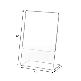 Frcctre 12 Pack Acrylic Sign Holder, 4 x 6 Inches Slant Back Clear Sign Holder Plastic Desktop Flyer Holder Document Holder Paper Display Stand Picture Frame Stand for Home, Office, Store, Restaurant