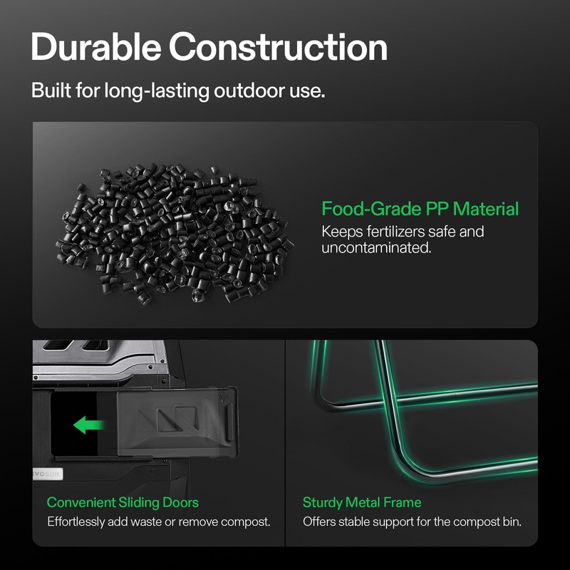 VIVOSUN Outdoor Tumbling Composter Dual Rotating Batch Compost Bin, 43