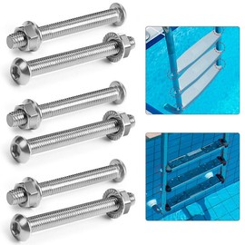 6 Packs Swimming Pool Ladder Bolts and Nuts- Stainless Steel Pool Ladder Bolts Replacement Kit- Pool Ladder Steps Screws Fasteners for Fixing Above Ground Pools Ladder Stairs