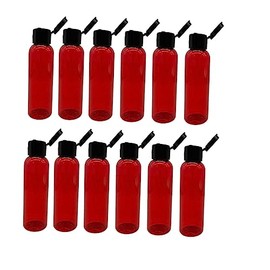Natural Farms 2 oz Red Cosmo BPA FREE - Cosmo Bottles - 12 Pack Empty Refillable Containers - Essential Oils - Hair | Black Snap Caps - Made in the USA