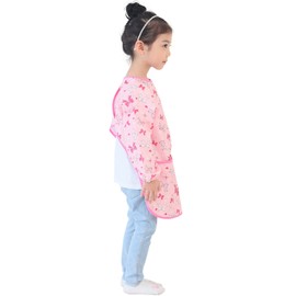 Plie Waterproof Kids Art Smocks 37 Colors (Age 1-10, S-XXL size), Pink Ribbon (39-XL)