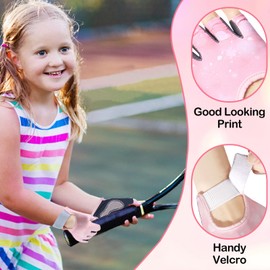 CubePlug Boys Girls Non-Slip Cycling Gloves Half Finger - Padded Grips Palm for Unisex Children, Ideal for Summer Riding, MTB, Bike, Sports, Hiking, Climbing, and Gym (Pink, M)
