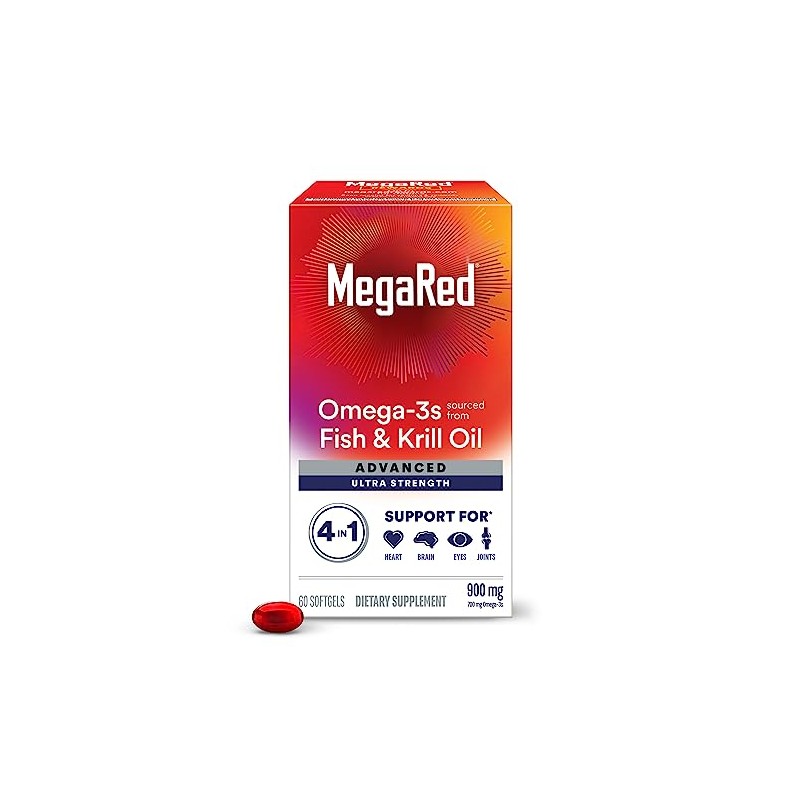 Megared Advanced 4-in-1 Concentrated Omega-3 Fish & Krill Oil Supplement,
