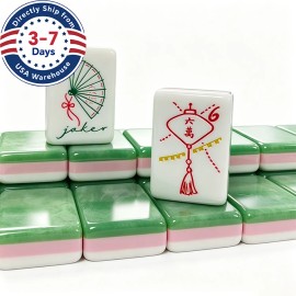 3-5 Delivery Days Jade Green Acrylic Engraved 3 Layer 160 Tiles Custom Luxury Sunday Travel Set America Mahjong TilesSize: 1.26*0.95*0.63inch, Color: Orange