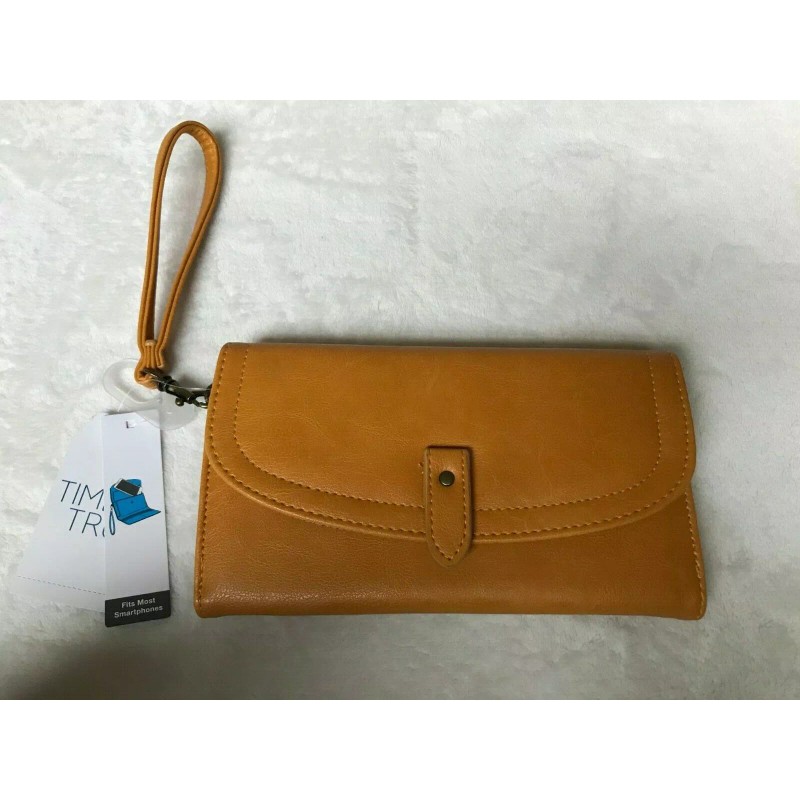 Time & Tru Women's Yellow Isabella Wristlet Smartphone Wallet 7.75"