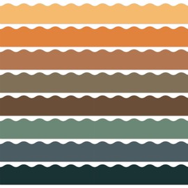 Whaline 73.5Ft Adventure Colors Bulletin Board Borders Orange Brown Blue Adhesive Trim Border for Classroom Office Chalkboard Wall Decor