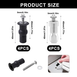 8 x Toilet Seat Screws, Universal Toilet Lid Seat Hinges Bolts, Toilet Seat Fittings Expanding Rubber Top Nuts, Fixings WC Blind Hole Fittings