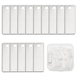 SUNNYCLUE 1 Box 50Pcs Stainless Steel Rectangular Stamping Tags for Jewelry Making DIY Craft Supplies
