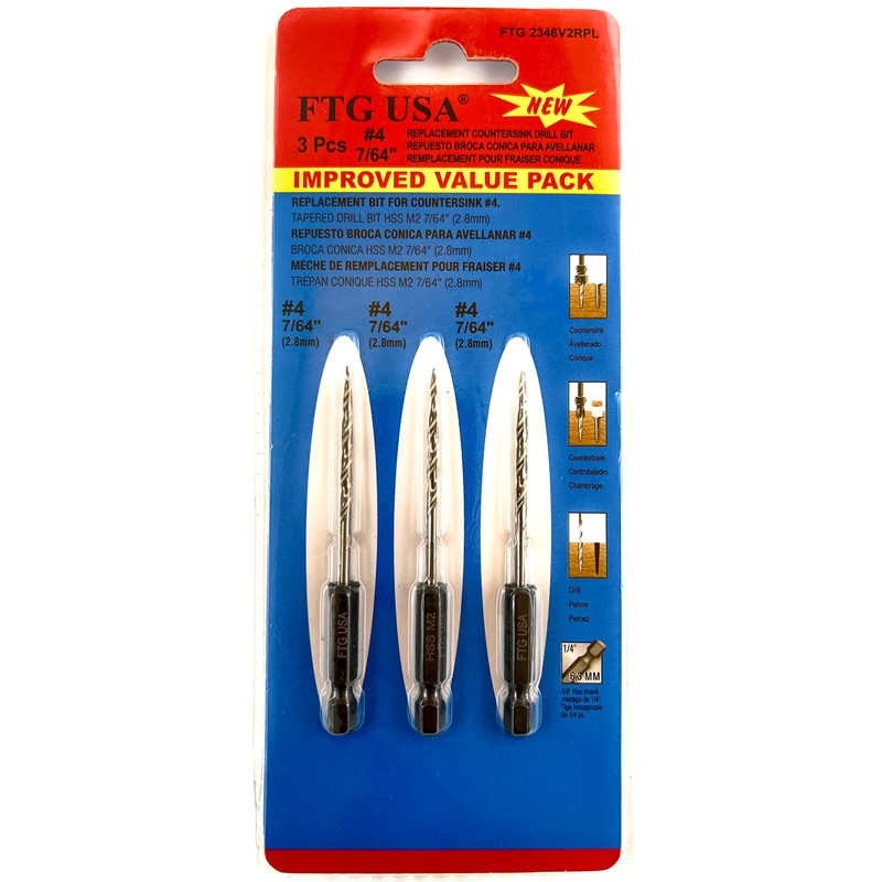 FTG USA 3 Piece Same Size #4 (7/64") Replacement Wood