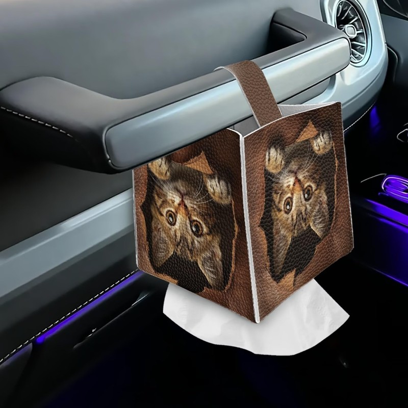 Rerteryuro Tissue Box Cover Square Cat Tissue Box Holder Cover