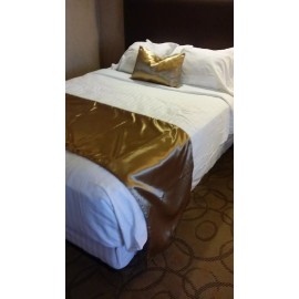 Linens Gallery Queen size Copper Bridal Satin Bed Scarf 24"x100" welt FREE Boudoir Pillow Cover