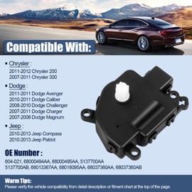 LCWRGS HVAC Blend Door Actuator Compatible with 11-2012 Chrysler 200, 07-2011 Chrysler 300, 10-2013 Jeep Compas/Patriot, 07-2011 Dodge Charger, 08-10 Challenger, 07-08 Magnum, 10-11 Caliber, 604-021