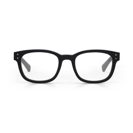 eyebobs Biff Wide Premium Unisex Reading Glasses, Black Front and Temples, 3.00 Strength