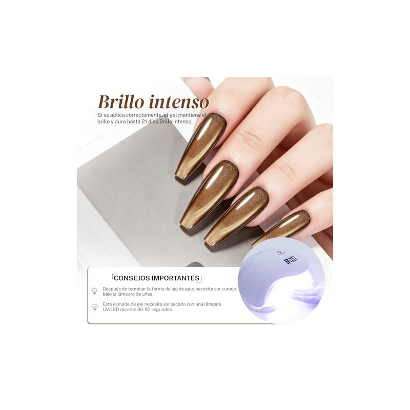 CHERIMOYA Esmalte de Uñas de Gel Ojos de Dorado Marrón