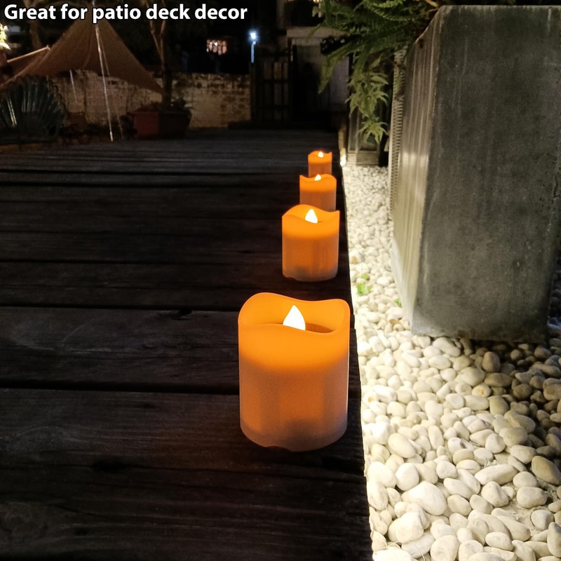 Solar Candles Outdoor Waterproof, 4pcs Rechargeable Dusk to Dawn Little