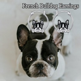 TOUPOP French Bulldog Earrings Dog Gifts for Dog Lover Dog Hoop Earrings S925 Sterling Silver Dog Jewelry for Women Cute Christmas Birthday Gifts for Girls Daughter